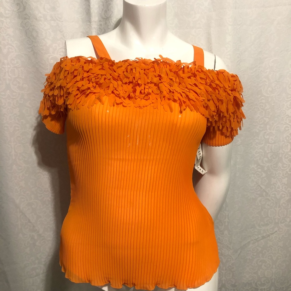 Kaelyn Max Cold Shoulder Accordion Fringe Top